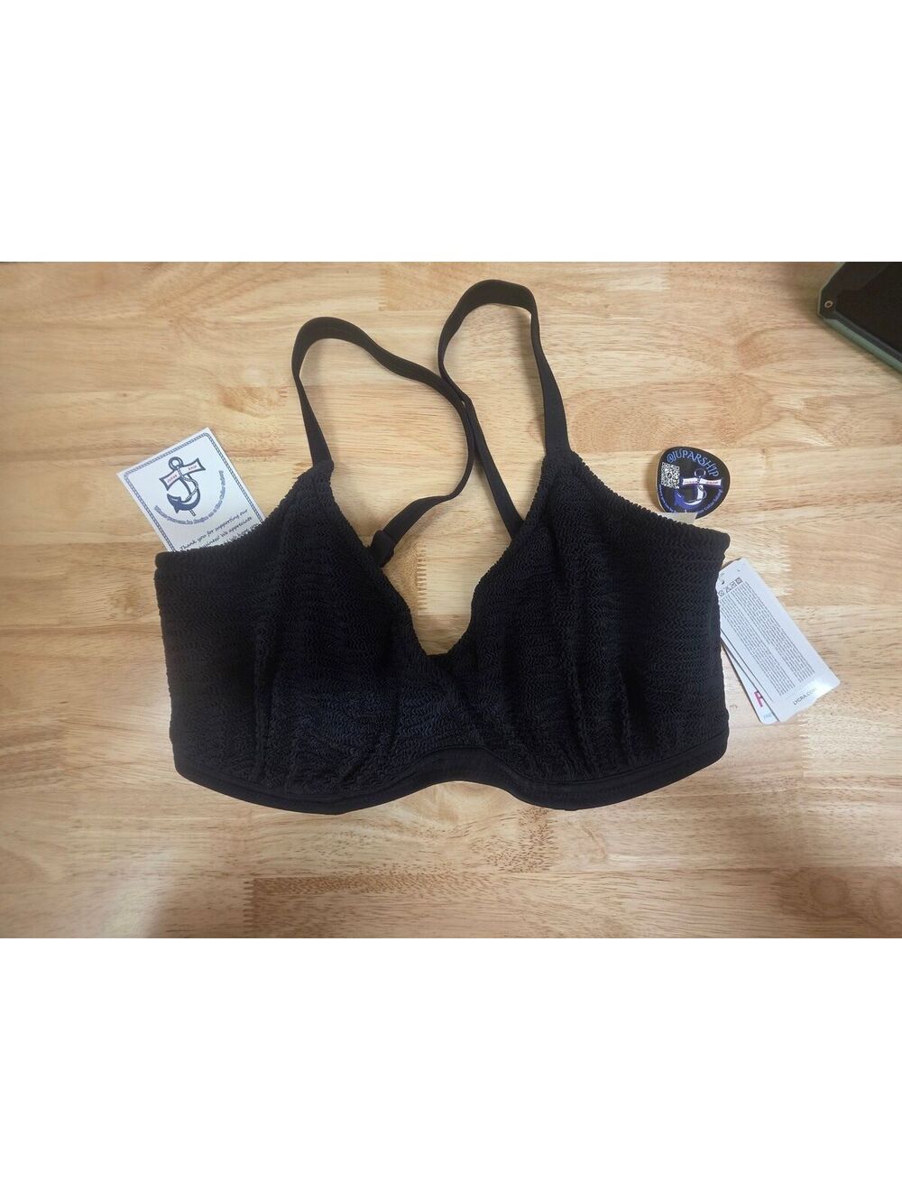 FREYA IBIZA WAVES UNDERWIRE PLUNGE BIKINI TOP BLACK SIZE 34I